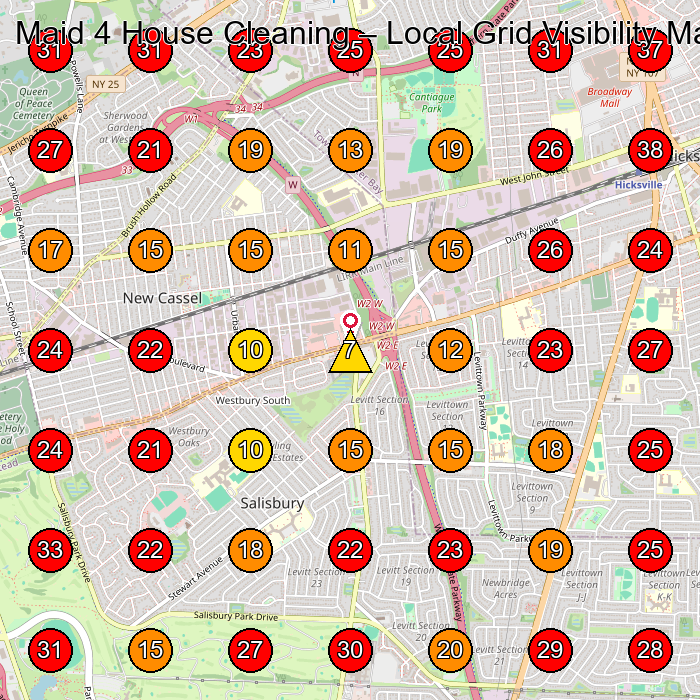 Maid 4 House Cleaning GeoGrid visibility map for House Cleaning Service in Levittown